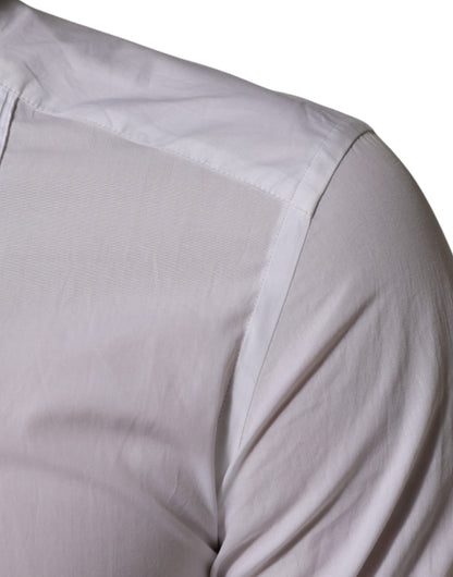 White Cotton Collared Long Sleeve GOLD Dress  Shirt