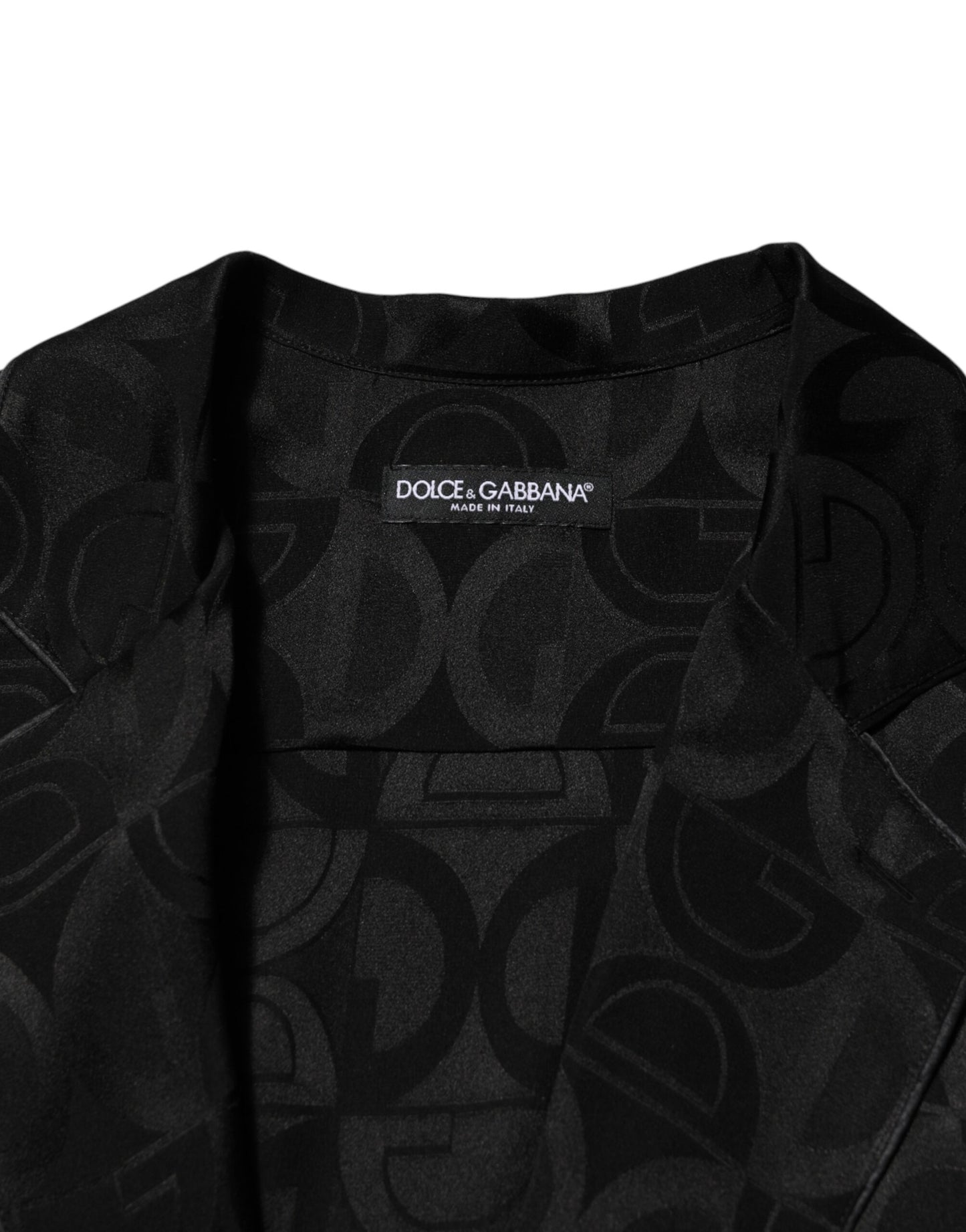 Black DG Logo Silk Men Long Sleeves Shirt