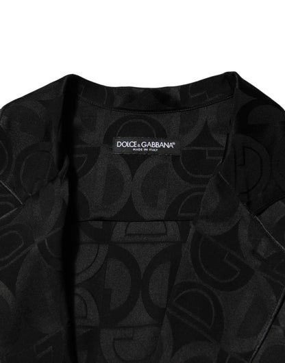 Black DG Logo Silk Men Long Sleeves Shirt