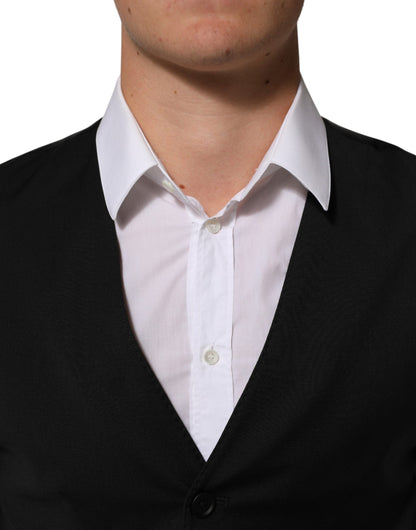 Black Polyester Dress Formal Waistcoat Vest