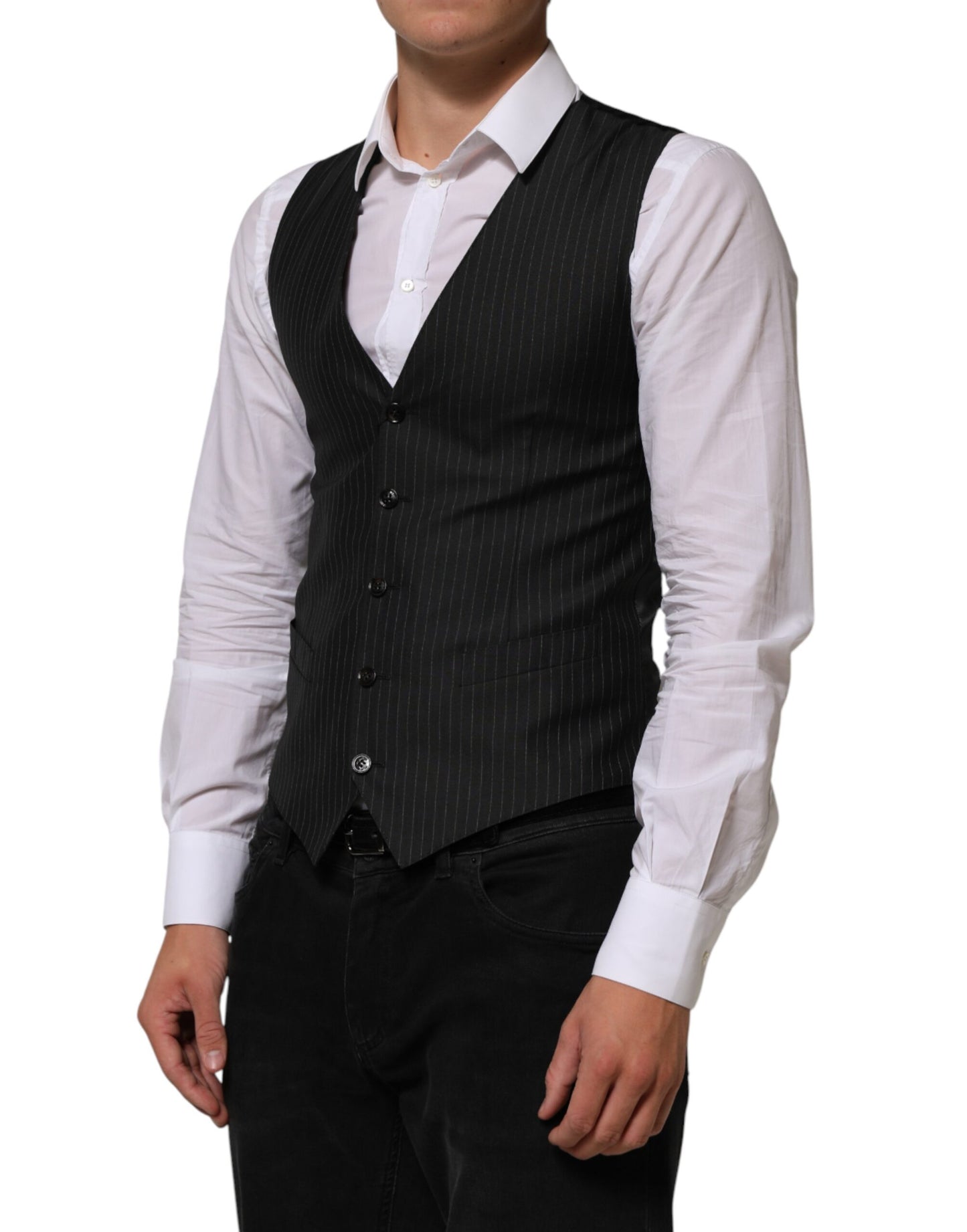 Black Wool Men Dress Formal Waistcoat Vest