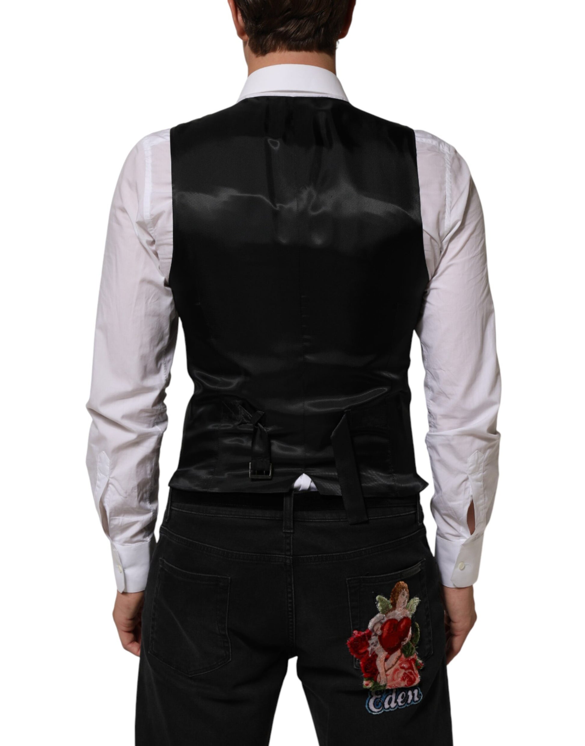 Black Wool Men Dress Formal Waistcoat Vest