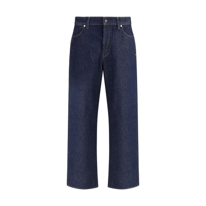 Blue Cotton Straight-Leg Jeans