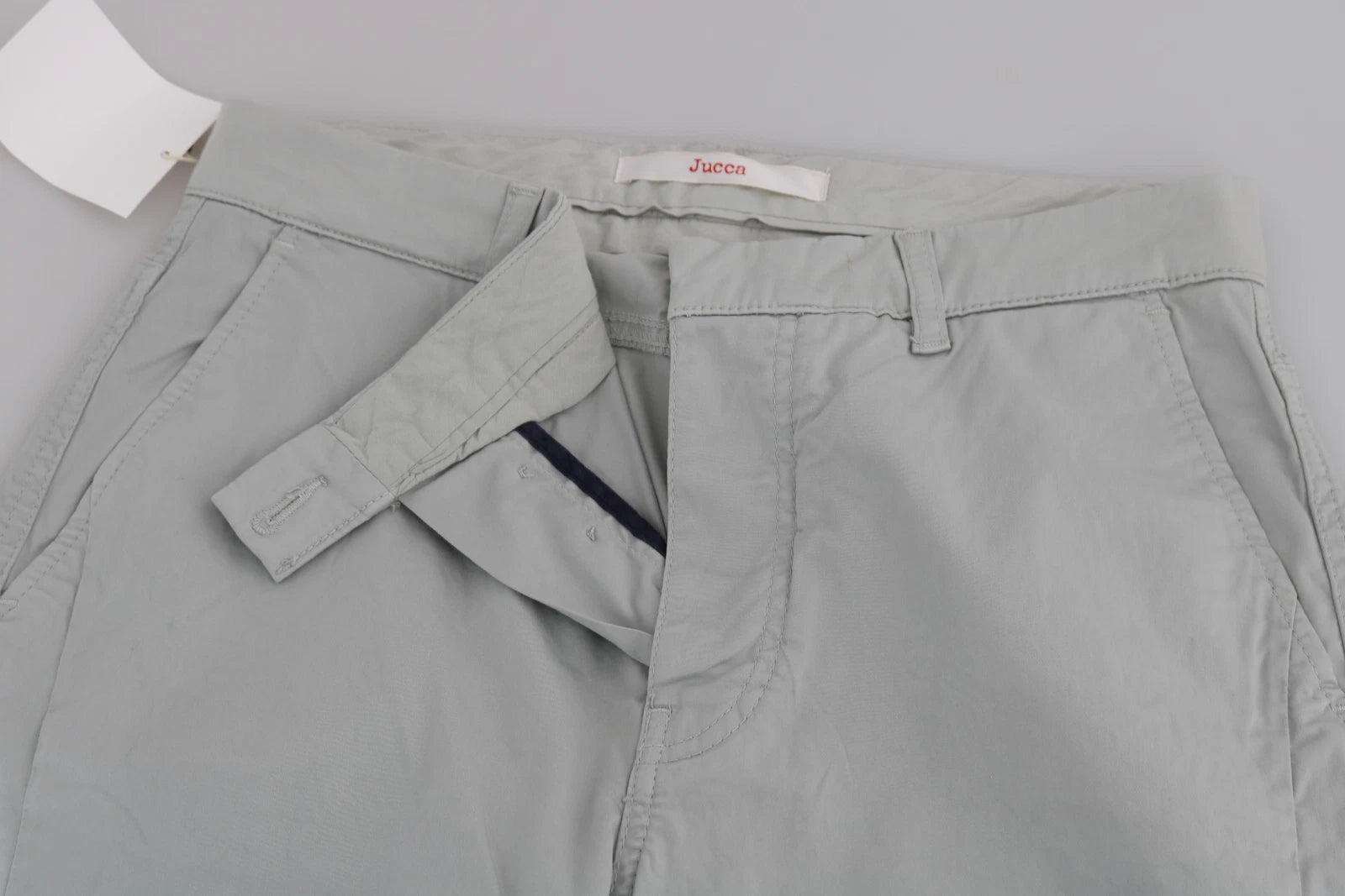 Cotton Gray High Waist Skinny Cropped Trousers Pants