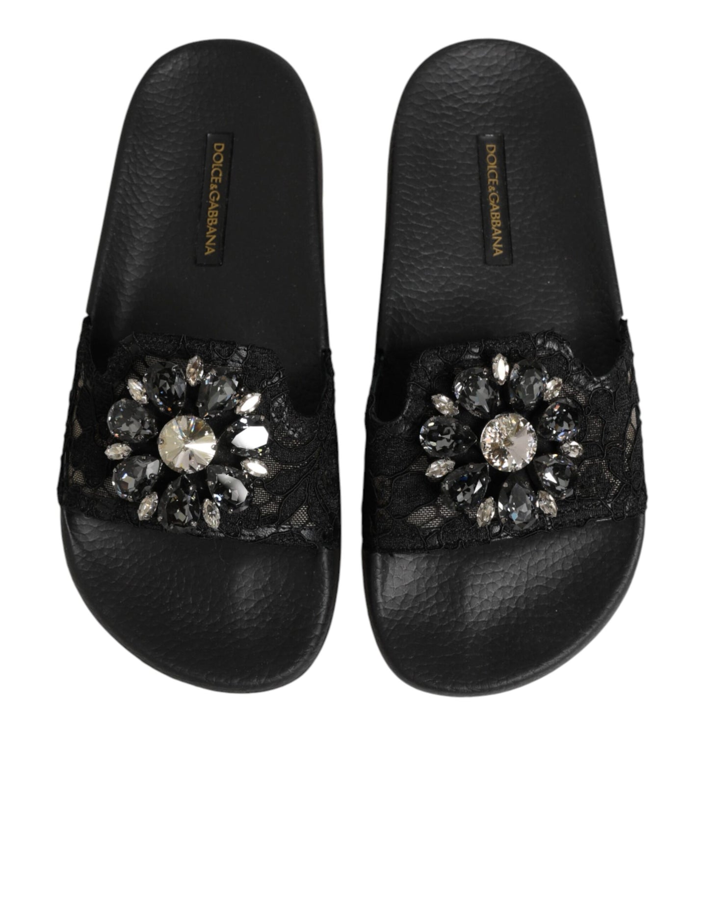 Black Devotion Matelassé Leather Slides Shoes