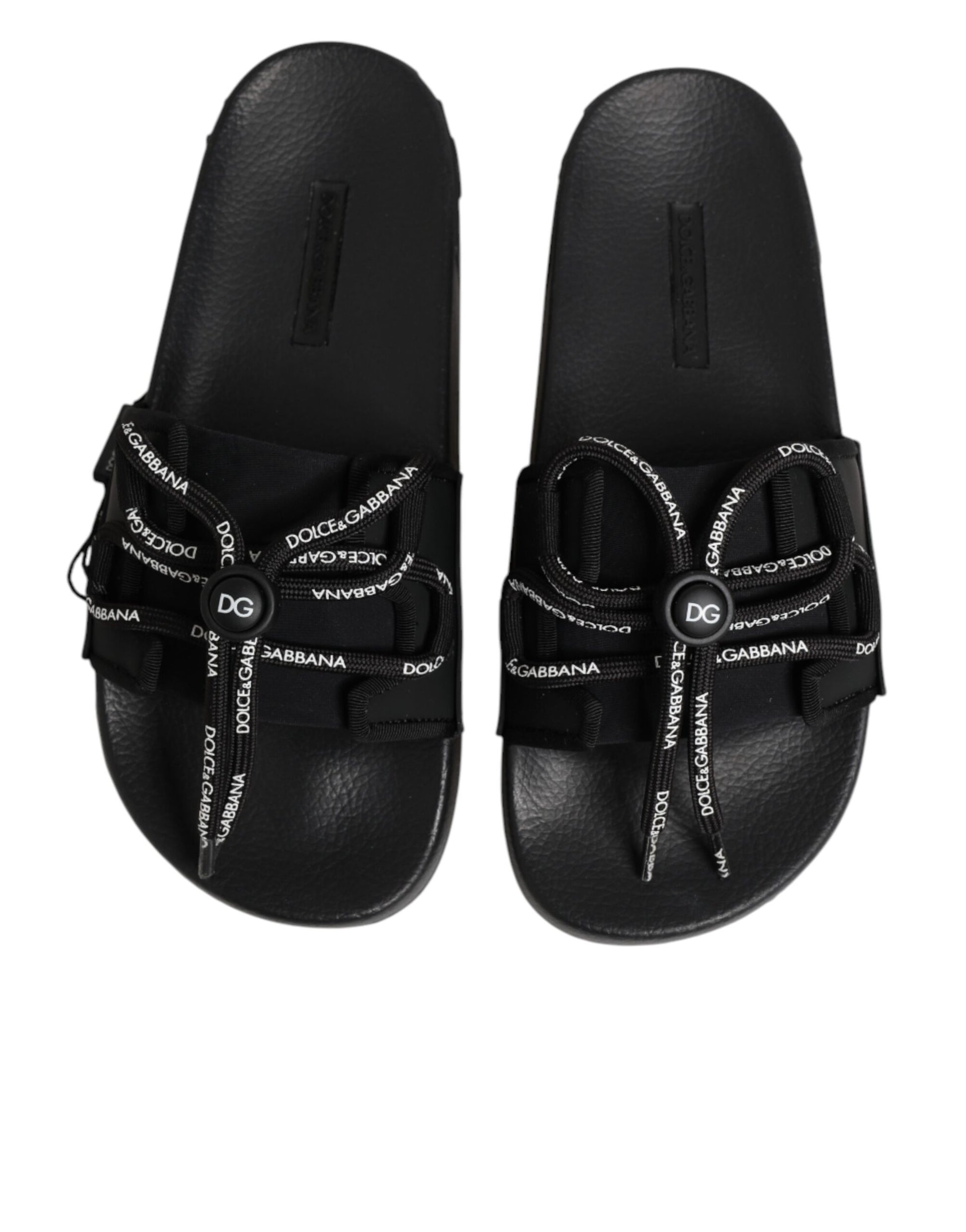 Black logo print Slides Beachwear Shoes