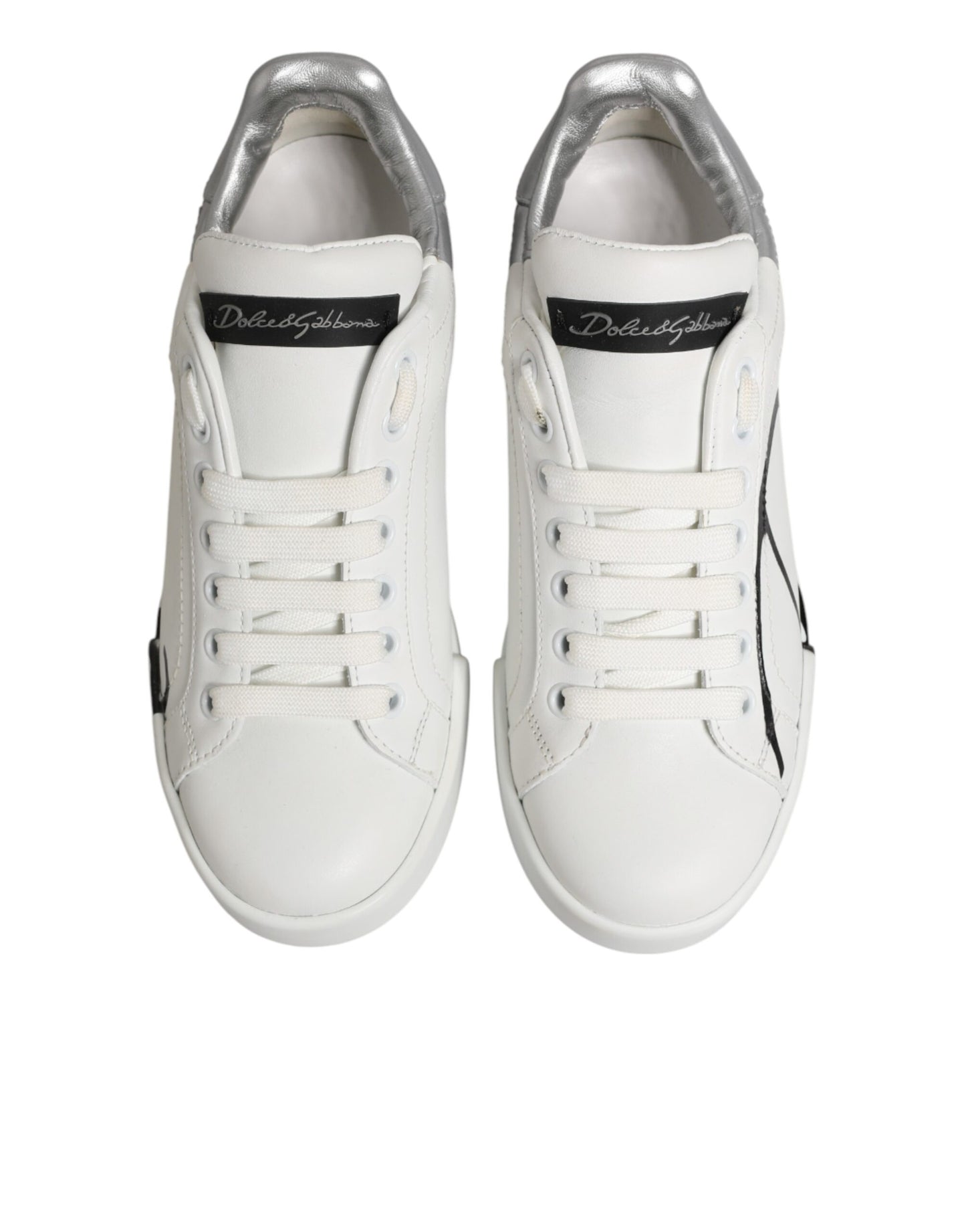 White Gray Low Top Leather Sneaker Shoes