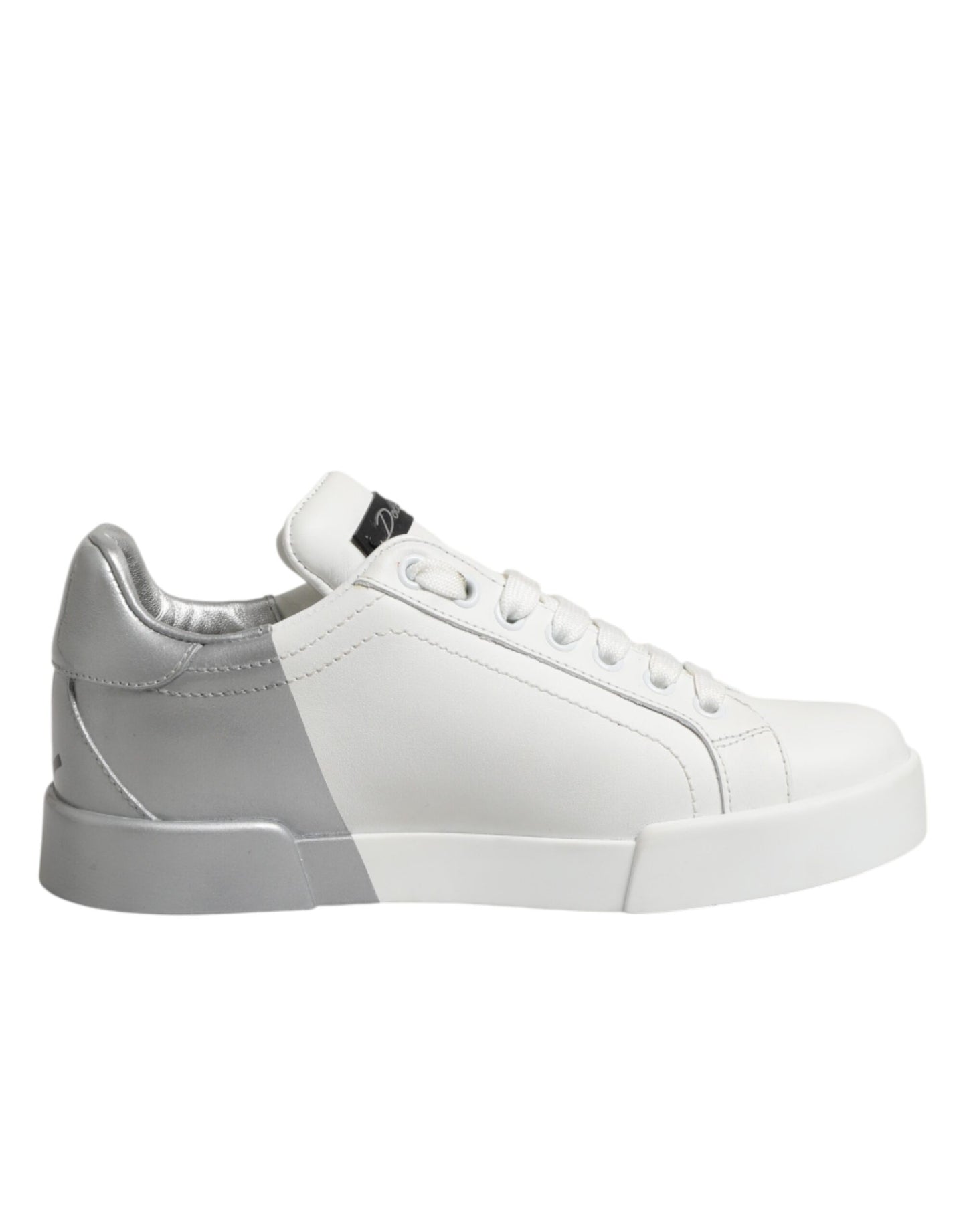 White Gray Low Top Leather Sneaker Shoes