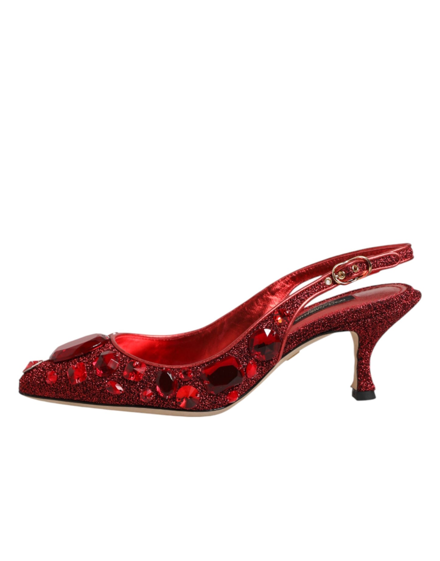 Red Crystal Embellished Slingbacks Shoes