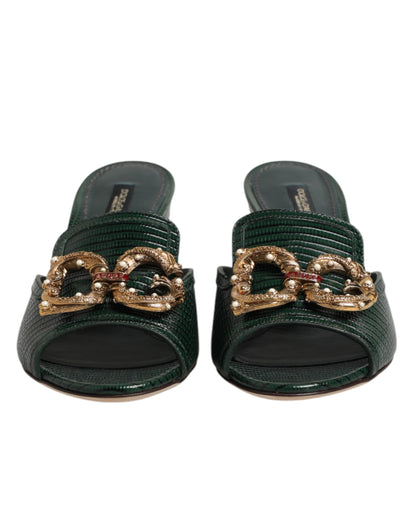 Green DG Amore Heel Slides Sandals Shoes