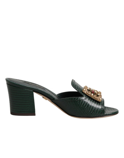 Green DG Amore Heel Slides Sandals Shoes