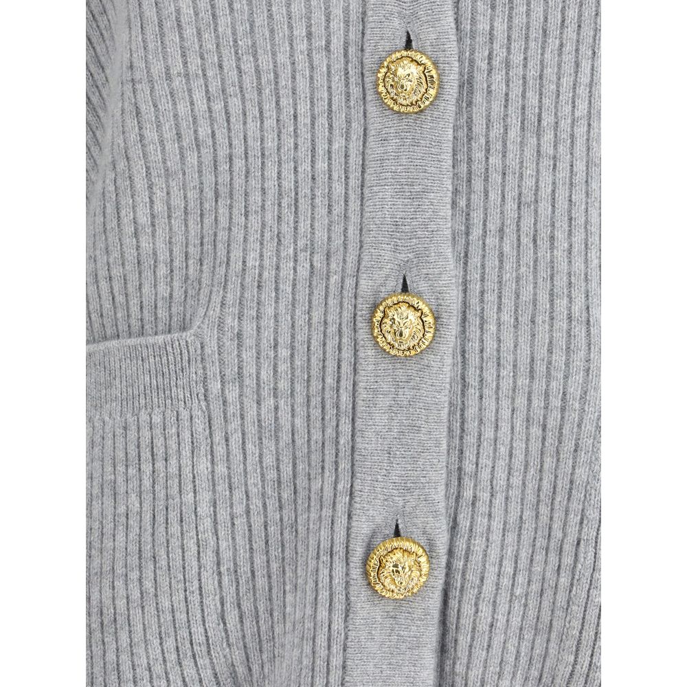 Gray Fleece Wool Cardigan