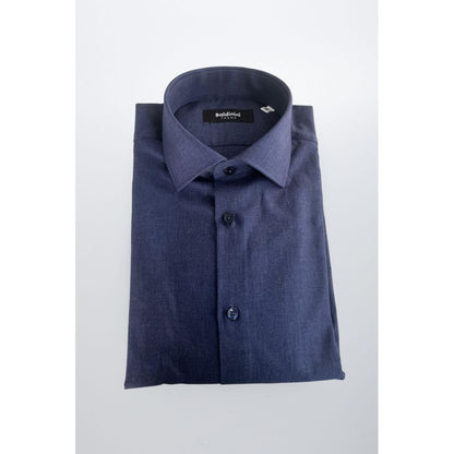 Blue Cotton Men Shirt