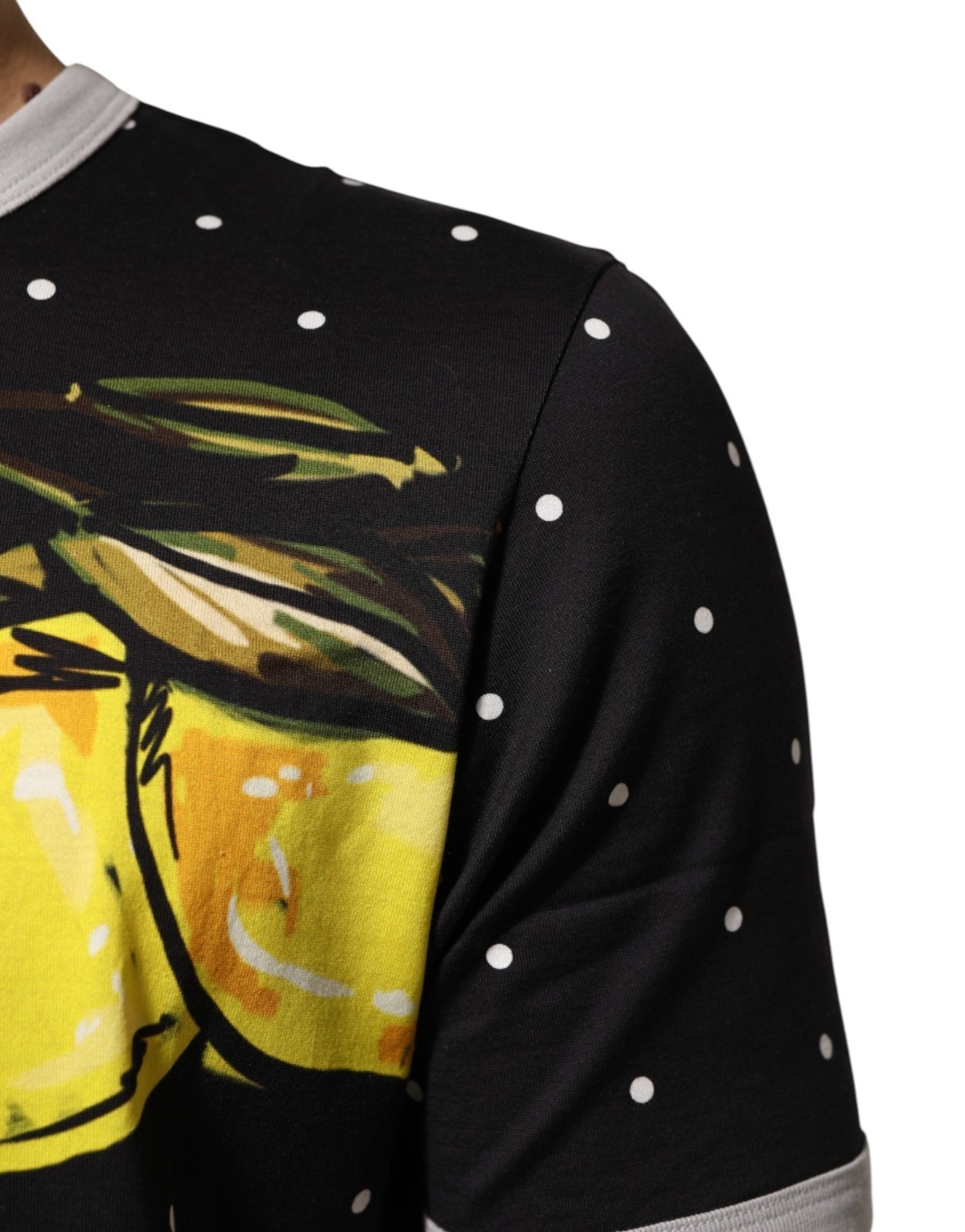 Black Polka Dot Lemons Horse Henley T-Shirt