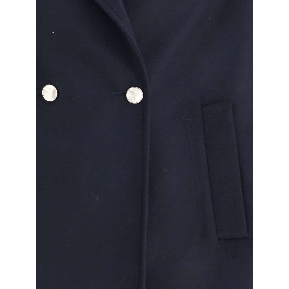 Blue Fleece Wool Coat
