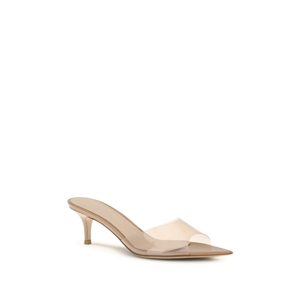 Beige Polyurethane Stiletto Heel Sandals