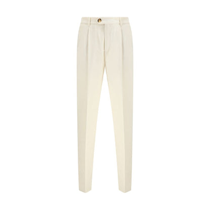 Cream Cotton Casual Pants