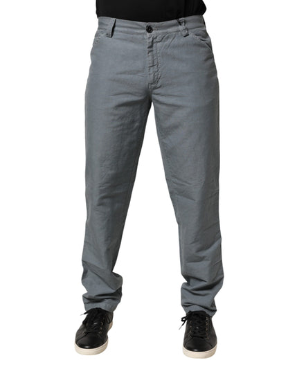 Gray Cotton Regular Fit Men Denim Trouser Jeans