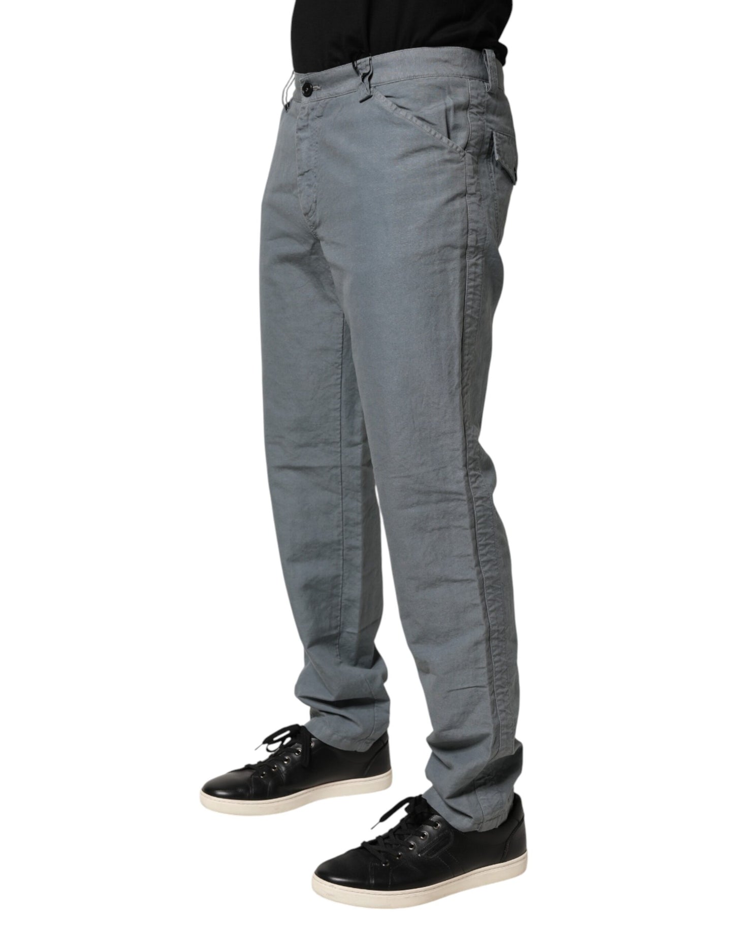 Gray Cotton Regular Fit Men Denim Trouser Jeans