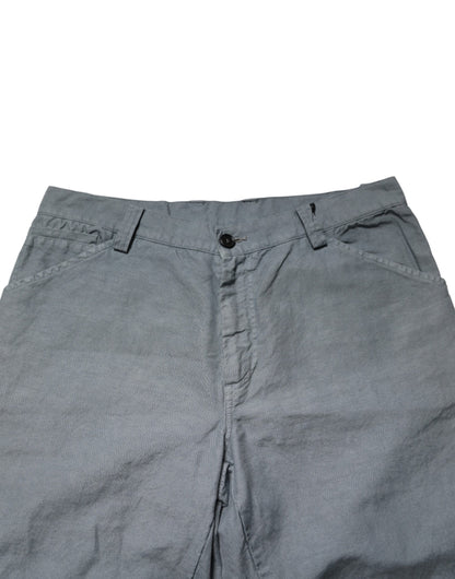 Gray Cotton Regular Fit Men Denim Trouser Jeans