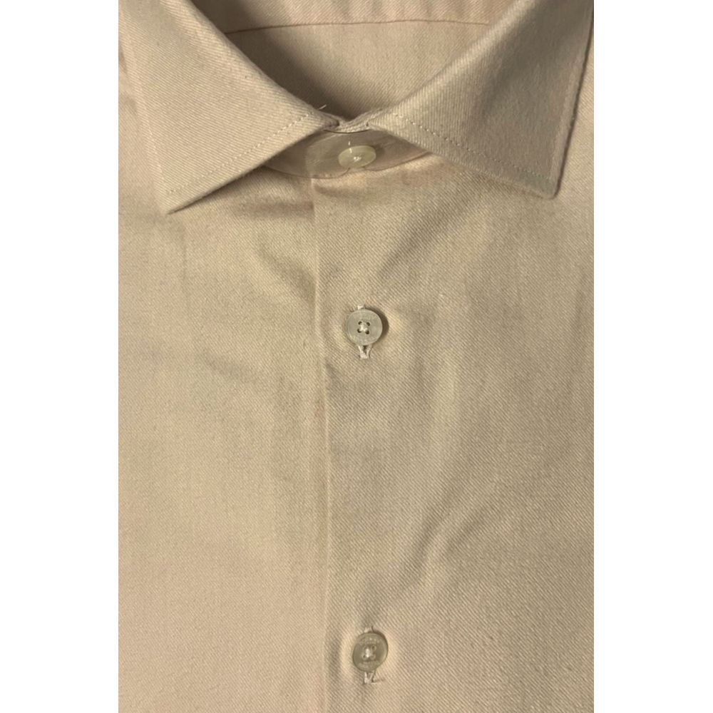 Beige Cotton Men Shirt