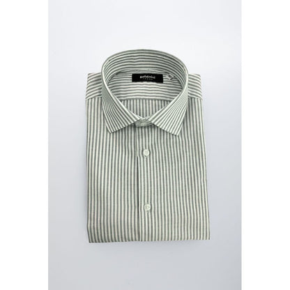 Green Cotton Men Shirt