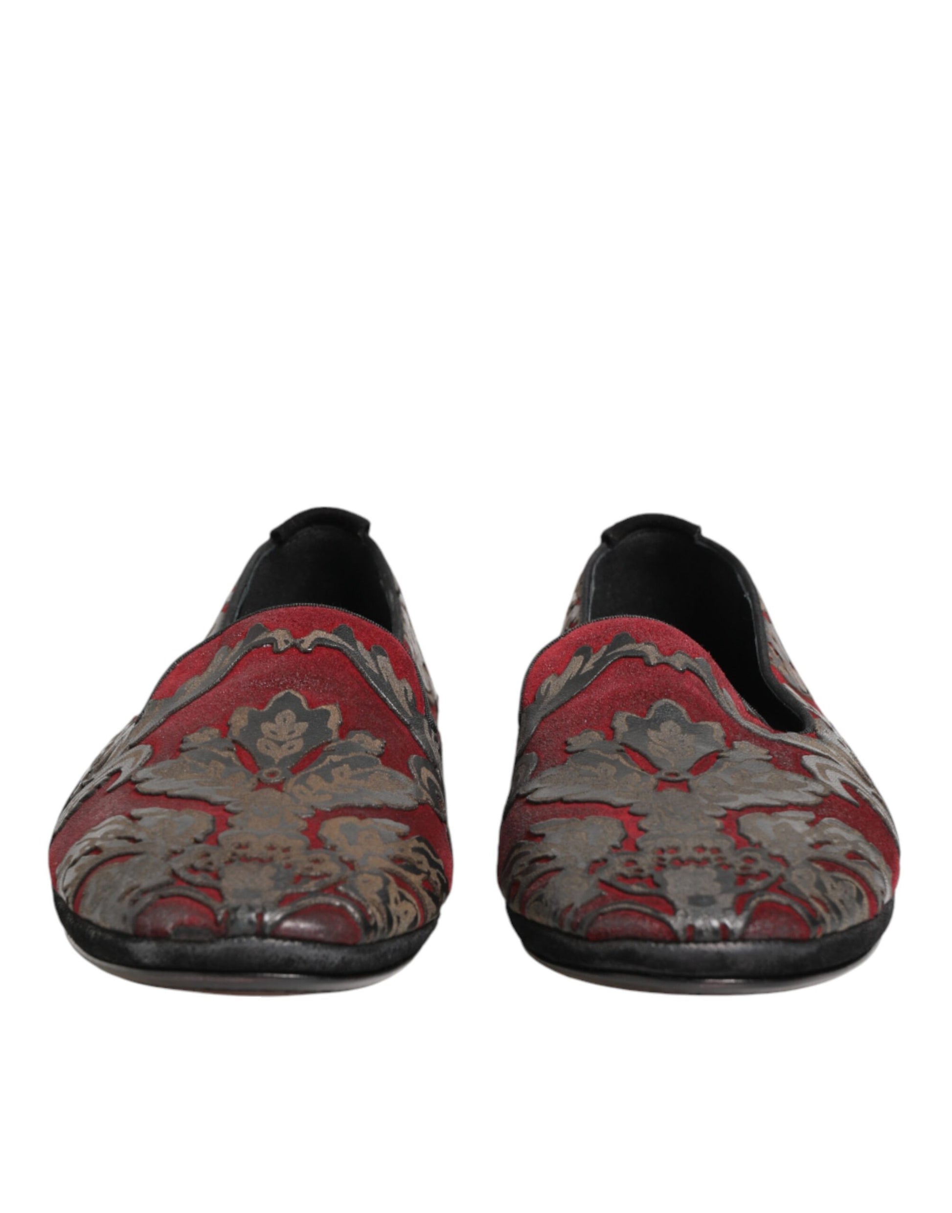 Bordeaux Jacquard Leather Slip On Loafer Shoes