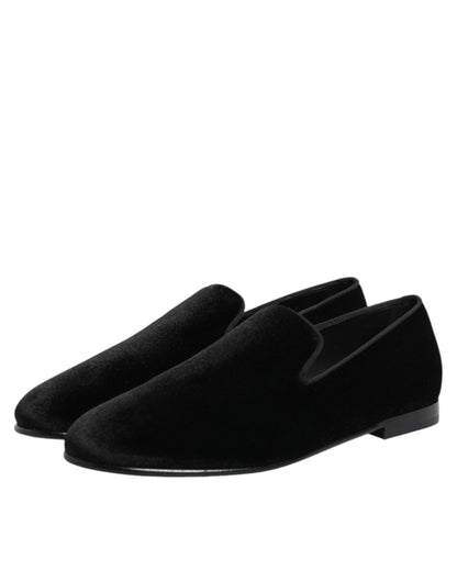 Black Leather Suede Slip On Loafers Dress Shoes