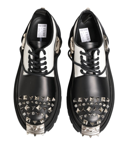 Black White Studded Men Formal Derby Shoes