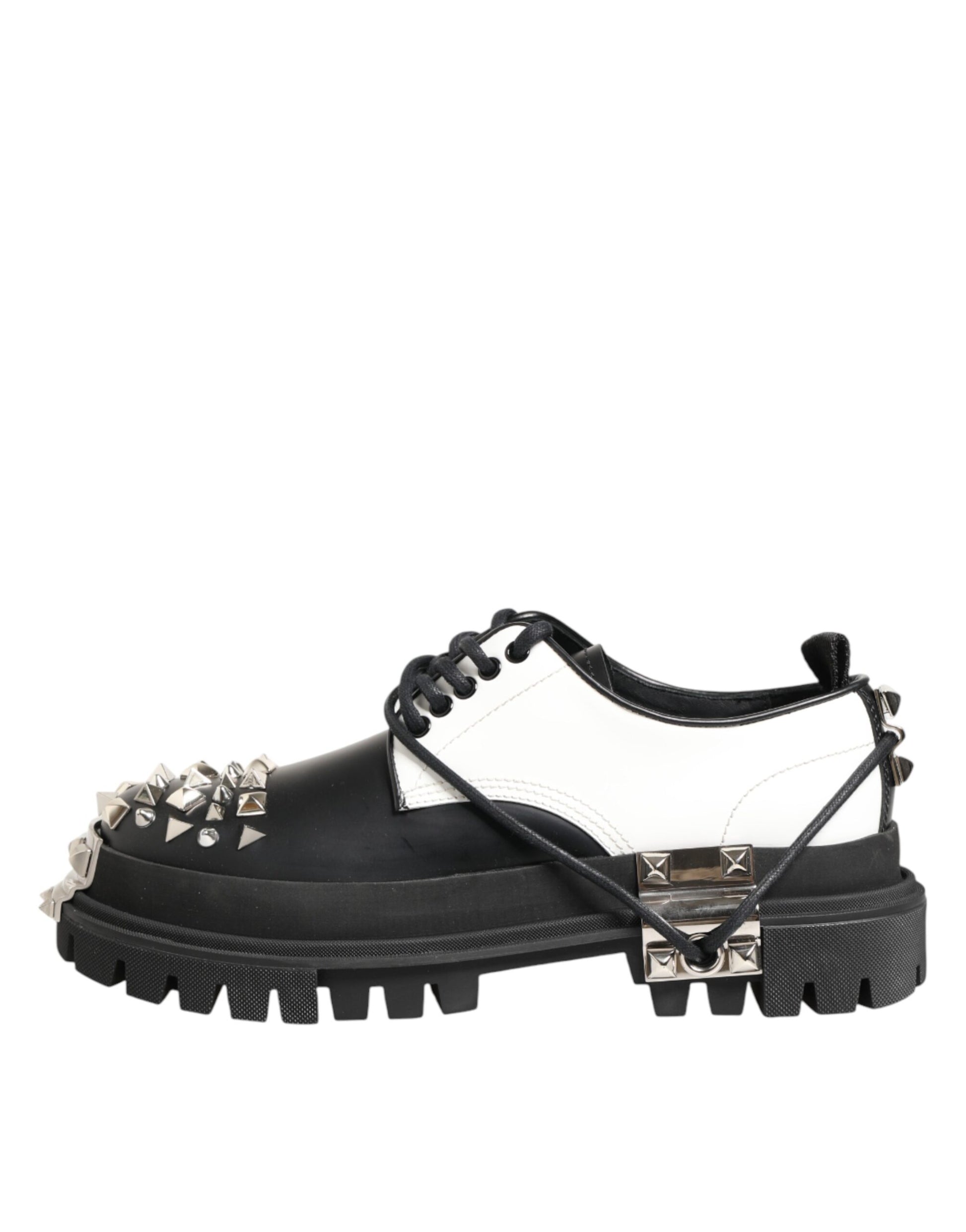 Black White Studded Men Formal Derby Shoes