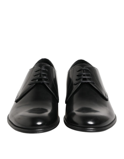 Black Calfskin Leather Derby Dress Shoes