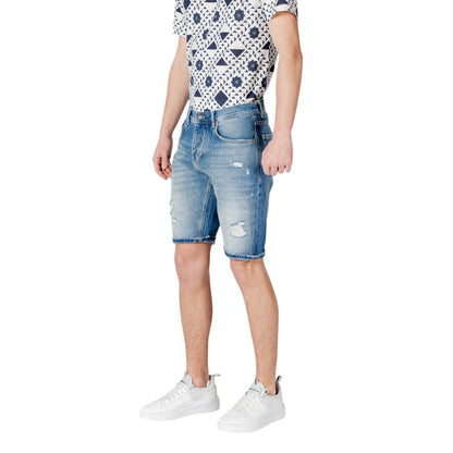 Blue Cotton Bermuda Shorts