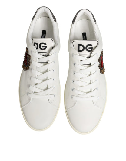 White Leather Heart Embellished Sneakers Shoes