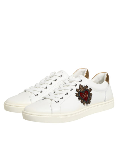 White Heart Embellished Sneakers Shoes