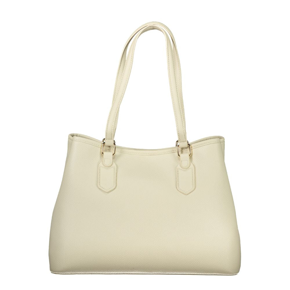 Beige Polyurethane Women Handbag