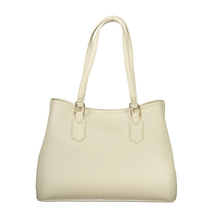 Beige Polyurethane Women Handbag