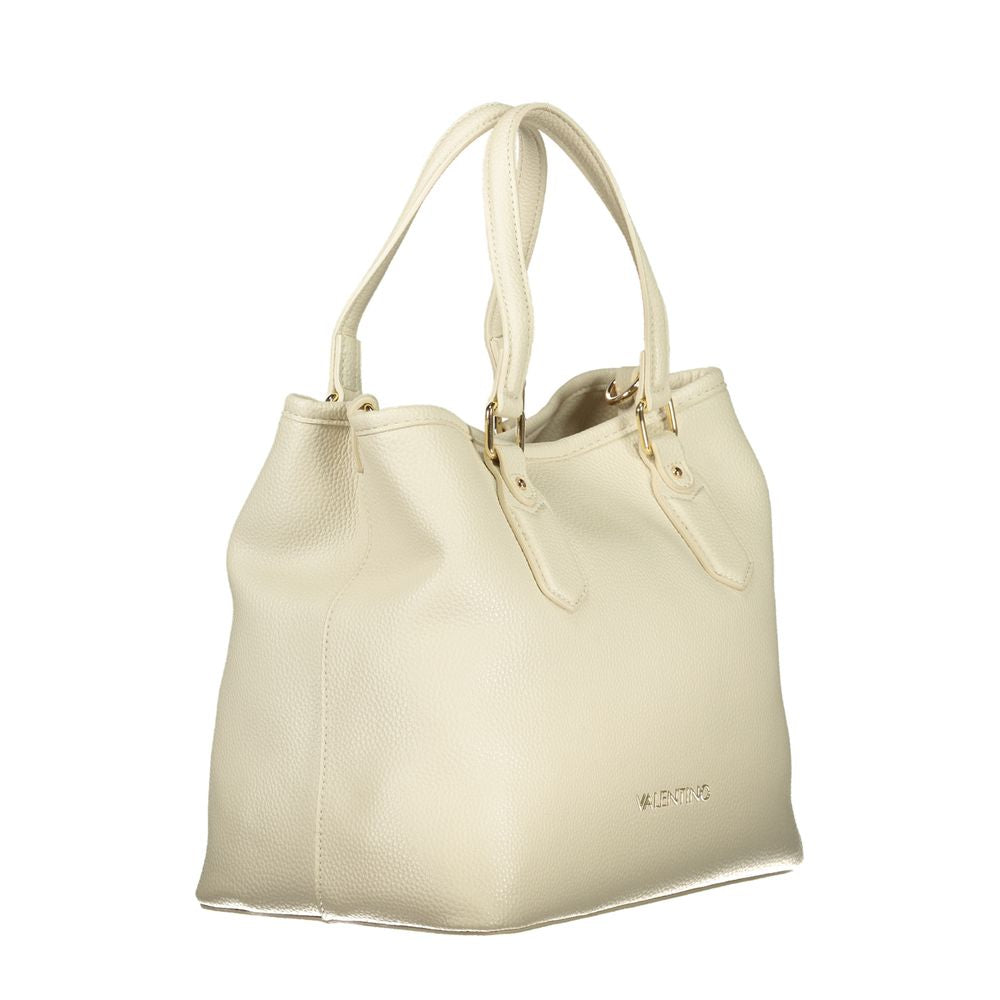 Beige Polyurethane Women Handbag