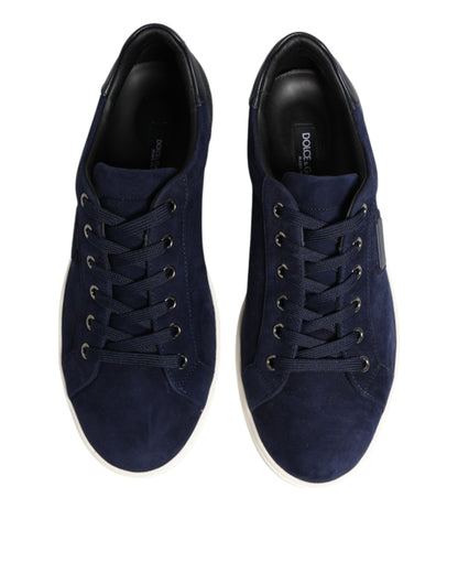 Blue Leather Suede Low Top Sneakers Shoes