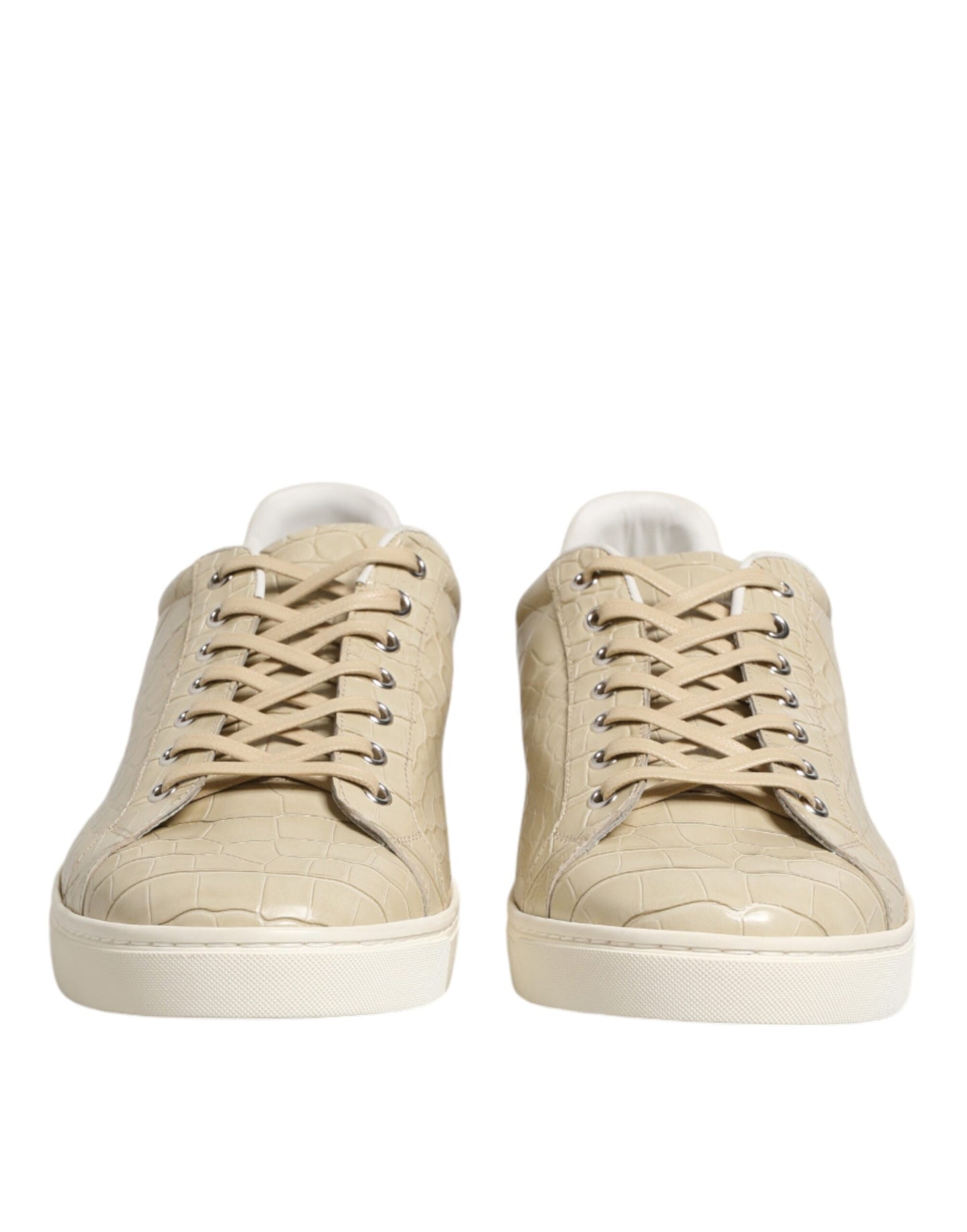 Beige London Low Top Leather Sneakers Shoes