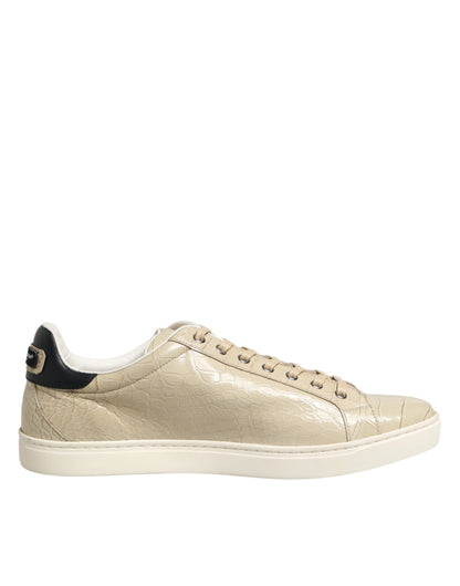 Beige London Low Top Leather Sneakers Shoes