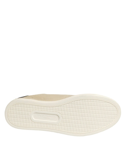 Beige London Low Top Leather Sneakers Shoes