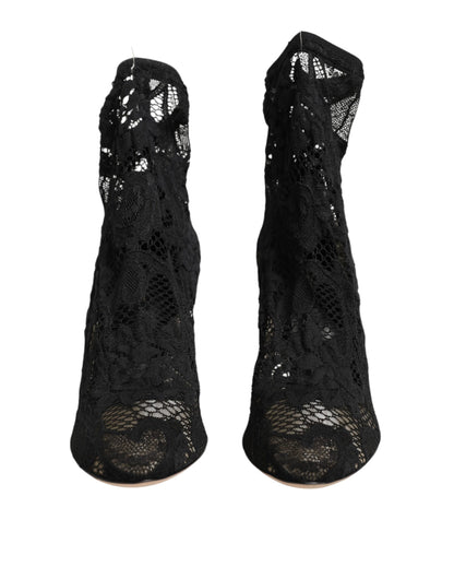Black Stretch Socks Taormina Lace Boot Shoes