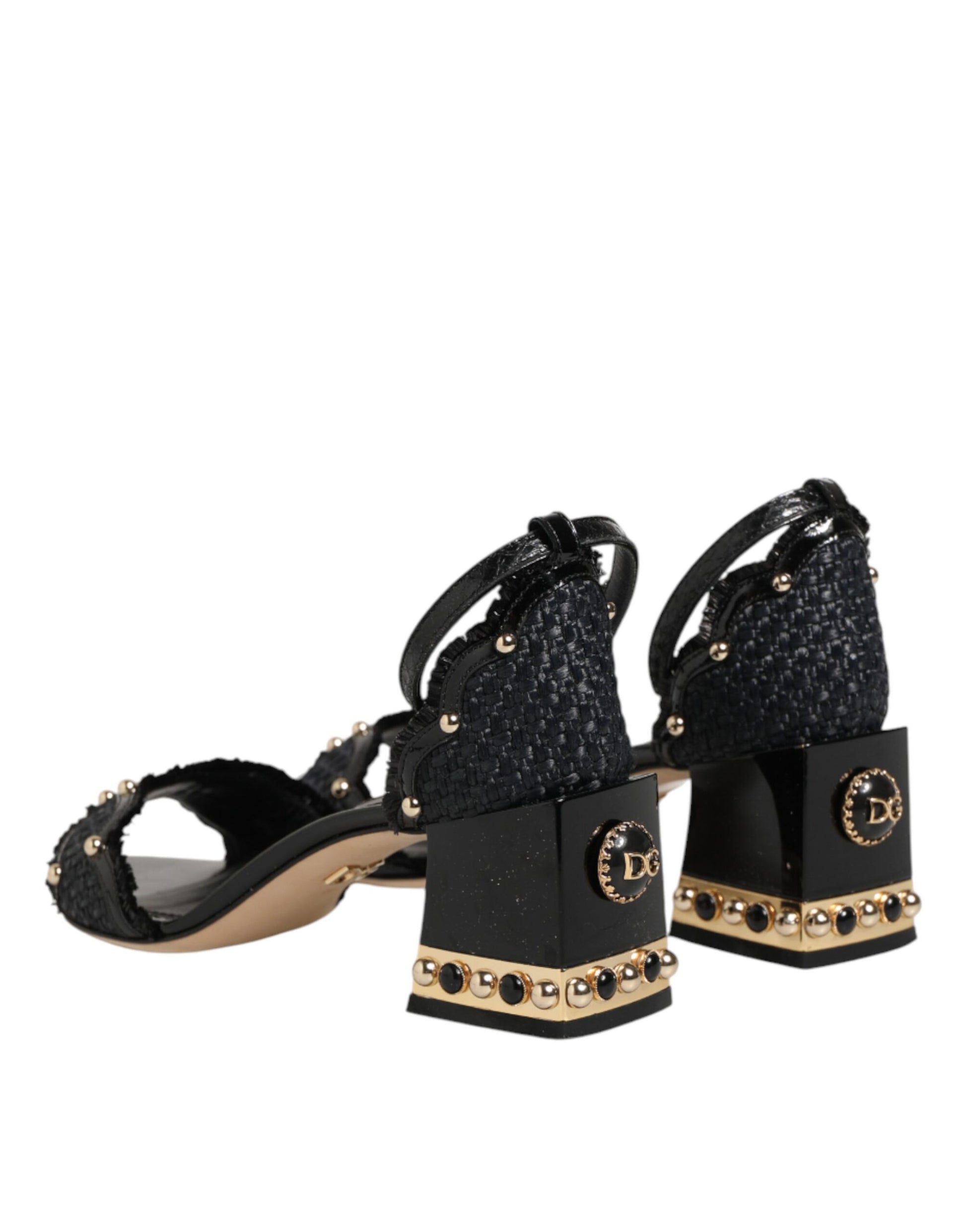Black Studded Ankle Strap Sandals Shoes