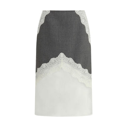 Gray Polyester Midi Skirt