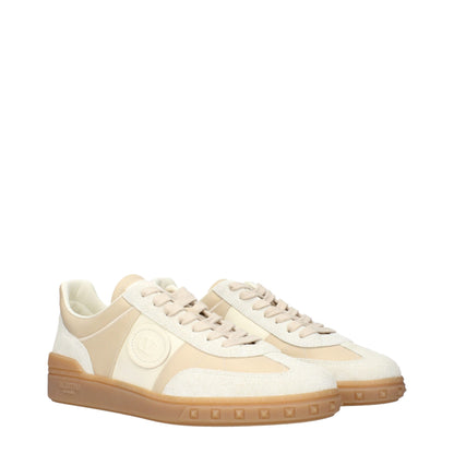 Beige Fabric Low Top Sneakers