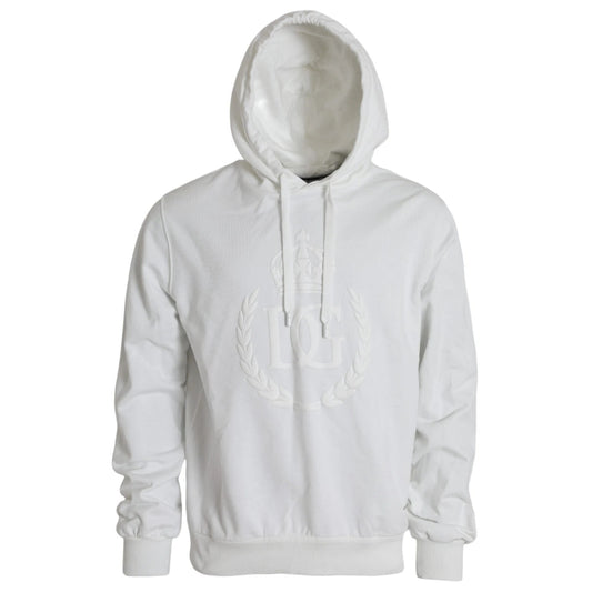 White Cotton Hooded Pullover Sweatshirt Men