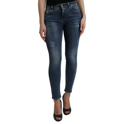 Blue Cotton Skinny Jeans