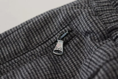 Gray Striped Wool Skinny Trouser Pants