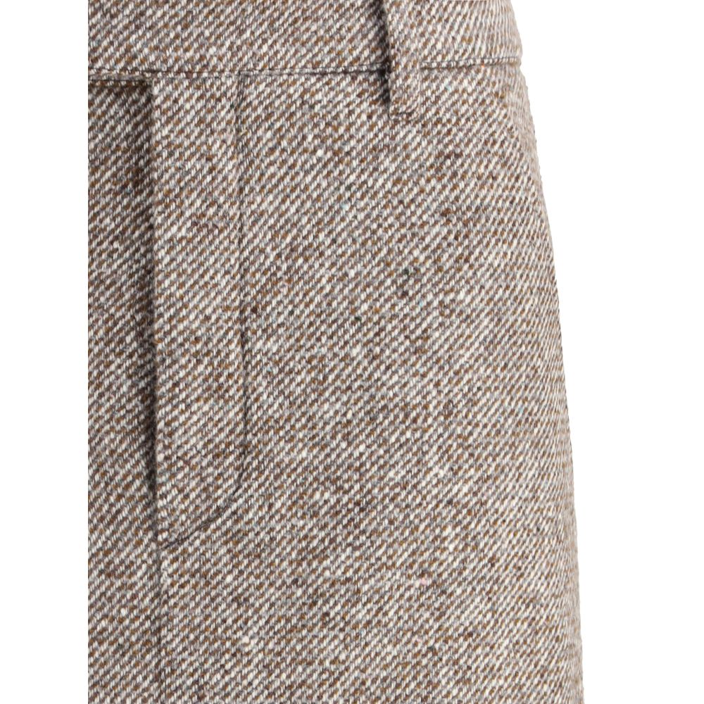 Brown Fleece Wool Long Skirt