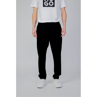 Black Polyester Casual Pants